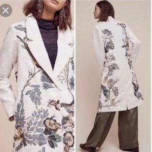 Anthropologie Embroidered Foliage Coat Sz M